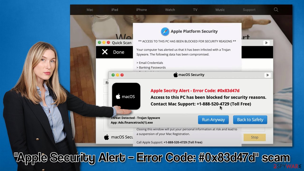 "Apple Security Alert – Error Code: #0x83d47d" scam