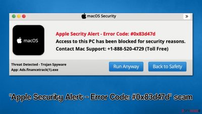 "Apple Security Alert – Error Code: #0x83d47d"
