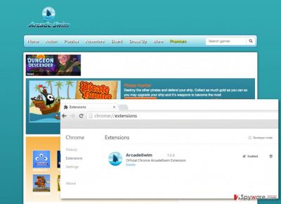 An image of Arcade Swim adware website An image of Arcade Swim adware website