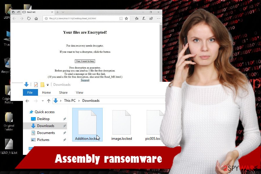 Assembly ransomware virus printscreen