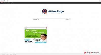 The picture displaying AttirerPage.com virus