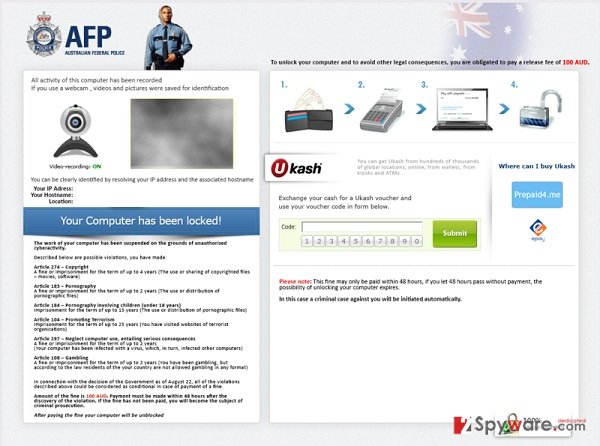 Australian Federal Police Ukash virus snapshot Australian Federal Police Ukash virus snapshot