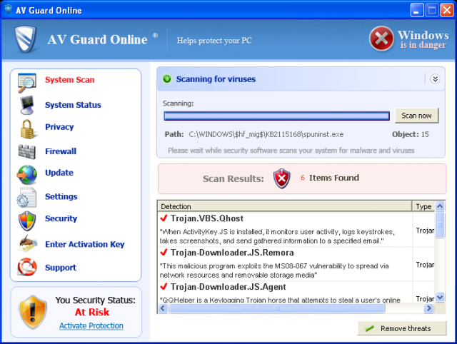 remove malware guard online