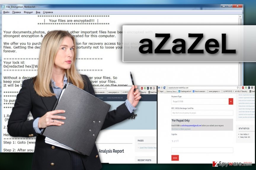 Image of the aZaZeL ransomware virus