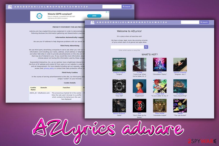 AZLyrics main page