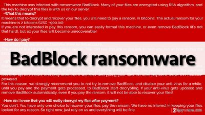 The ransom note left by BadBlock malware 