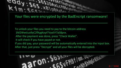 BadEncript ransomware