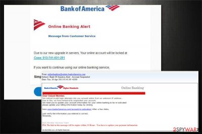 Bank Of America email virus image