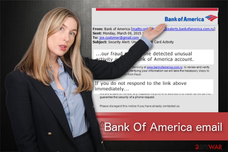 Bank Of America email virus illustration