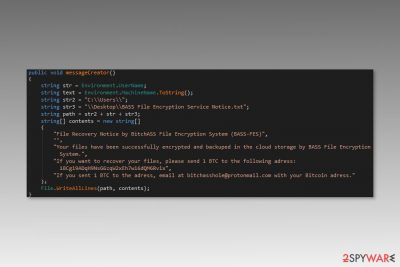 Ransom note by BASS-FES ransomware virus