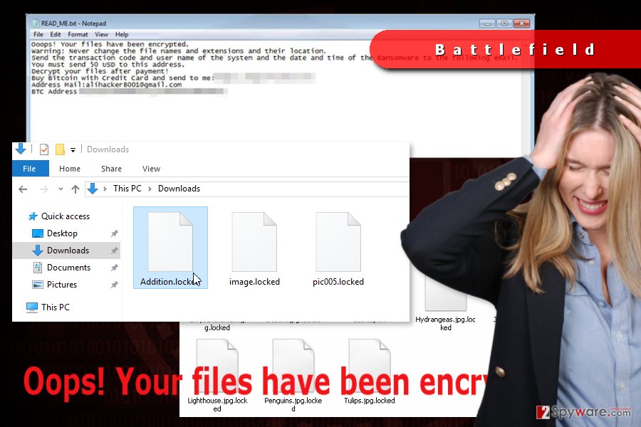 The image of Battlefield ransomware virus