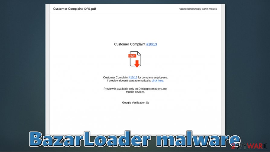 BazarLoader malware distribution