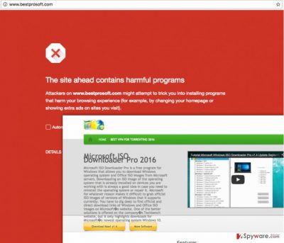 An image of the Bestprosoft.com malware