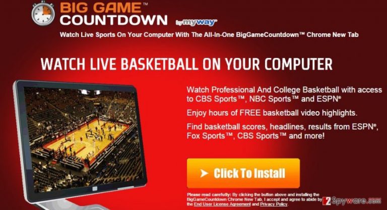 BigGameCountdown Toolbar redirect