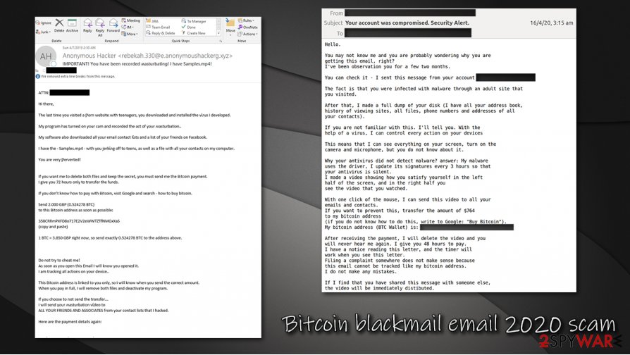 Bitcoin blackmail email 2020 scam