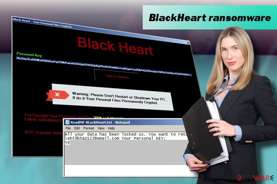 BlackHeart ransomware virus printscreen