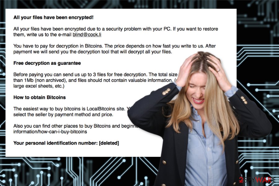 The example of Blind ransomware virus