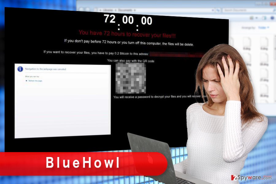 The illustration of BlueHowl ransomware virus