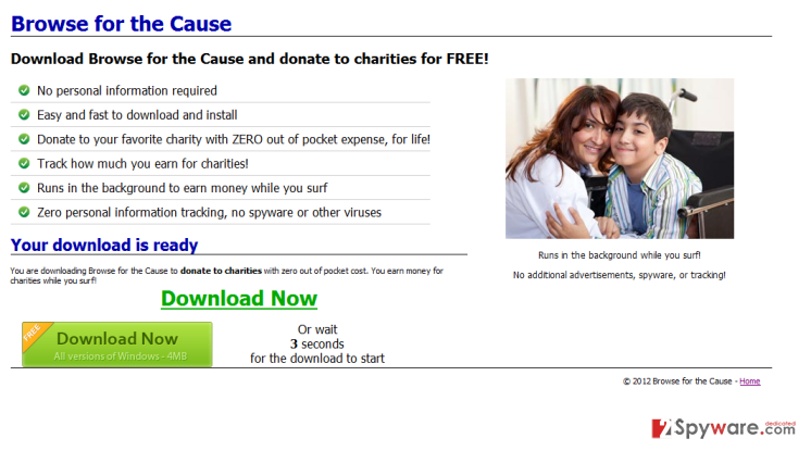 The example of BrowseForTheCause virus