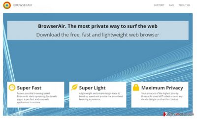 the main page of BrowserAir 