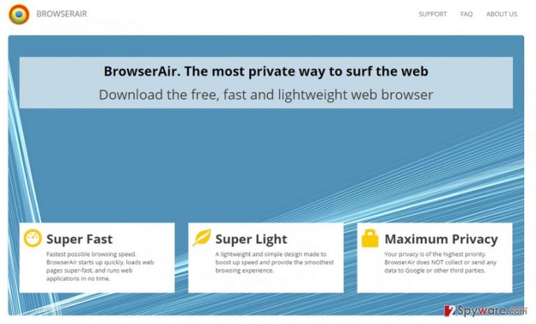 the main page of BrowserAir 
