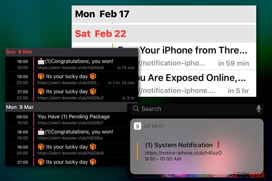 Calendar virus notifications