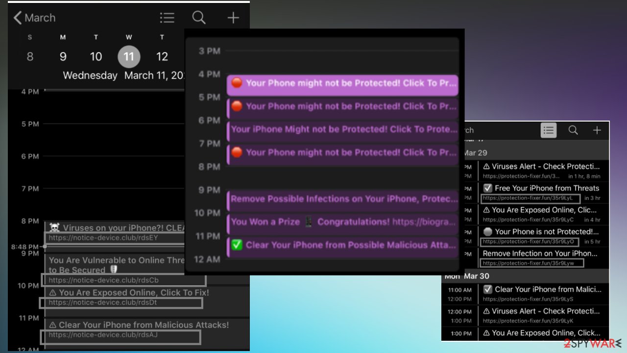 Calendar virus distribution