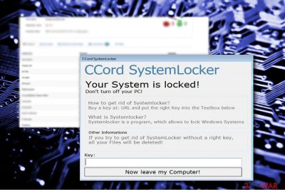 The screenshot of CCord System Locker GUI