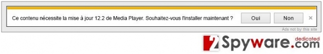 “Ce contenu necessite la mise a jour 12.2 de Media Player” virus snapshot “Ce contenu necessite la mise a jour 12.2 de Media Player” virus snapshot