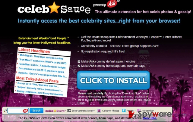 CelebSauce Toolbar snapshot CelebSauce Toolbar snapshot