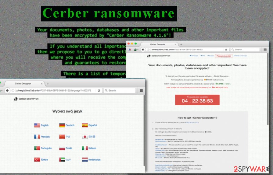 Cerber 4.1.6 ransomware attacks computer