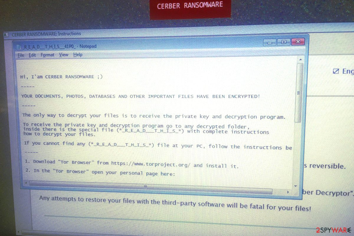Cerber ransomware uses new ransom note in June 2017 Cerber ransomware uses new ransom note in June 2017