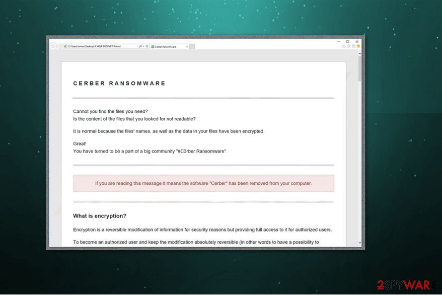 .Cerber3 file extension virus website in Tor browser