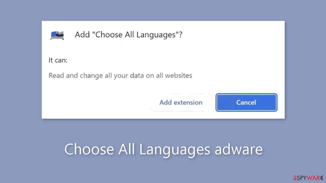 Choose All Languages adware