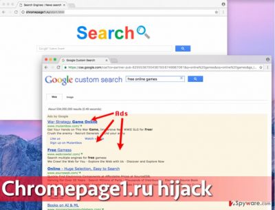 Results page altered by Chromepage1.ru virus