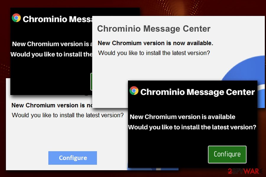 Chrominio Message fake alert