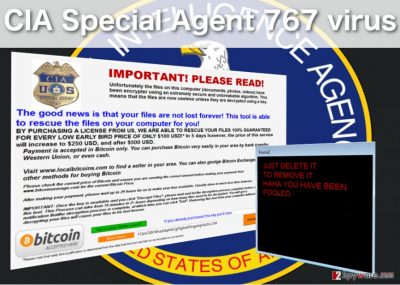 CIA Special Agent 767 lockscreen virus