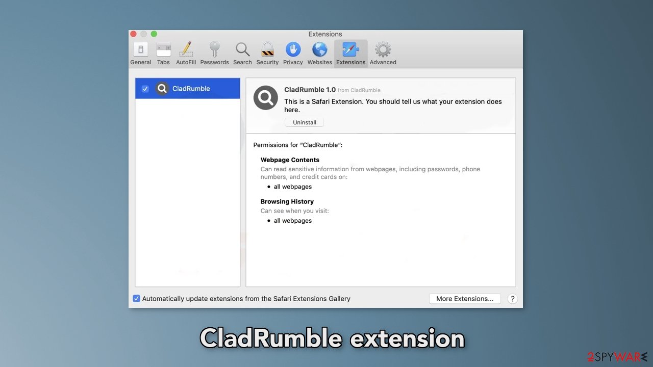 CladRumble extension