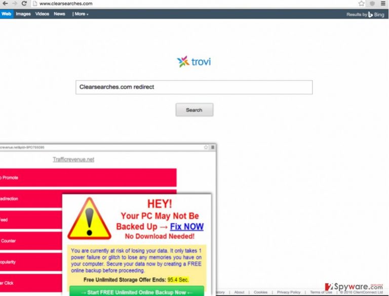 Clearsearches.com redirect issue