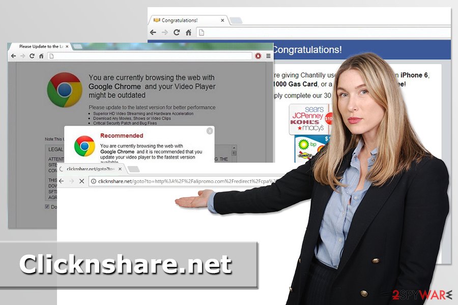 Example of Clicknshare.net redirect virus