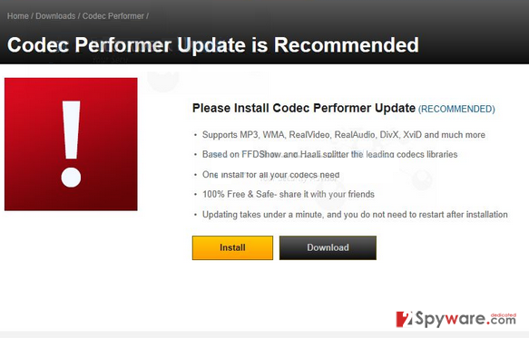 Codec Performer Update is Recommended snapshot Codec Performer Update is Recommended snapshot