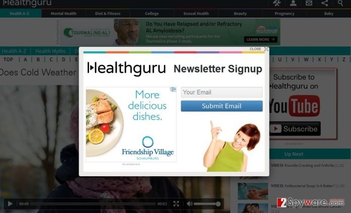 Conditions.healthguru.com pop-up virus snapshot Conditions.healthguru.com pop-up virus snapshot