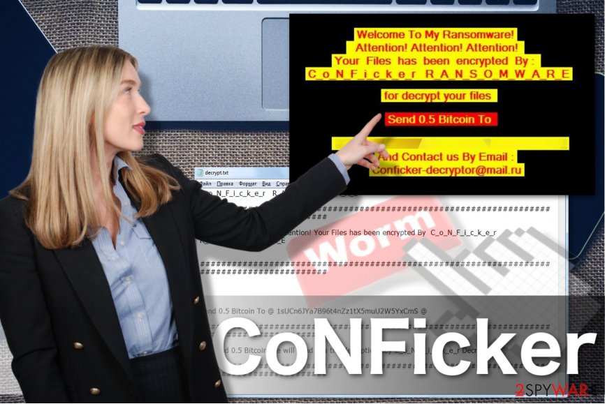 An image of the CoNFicker ransomware