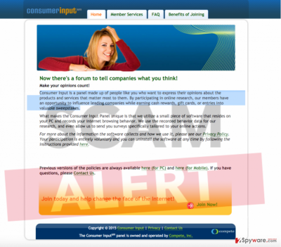 Consumer Input adware official website