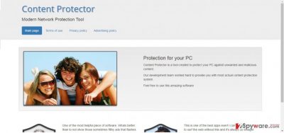 The example of Content Protector virus website