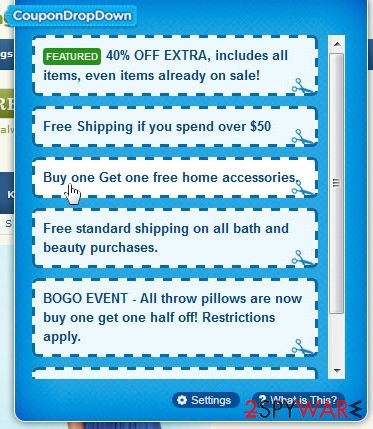 Coupon Drop Down