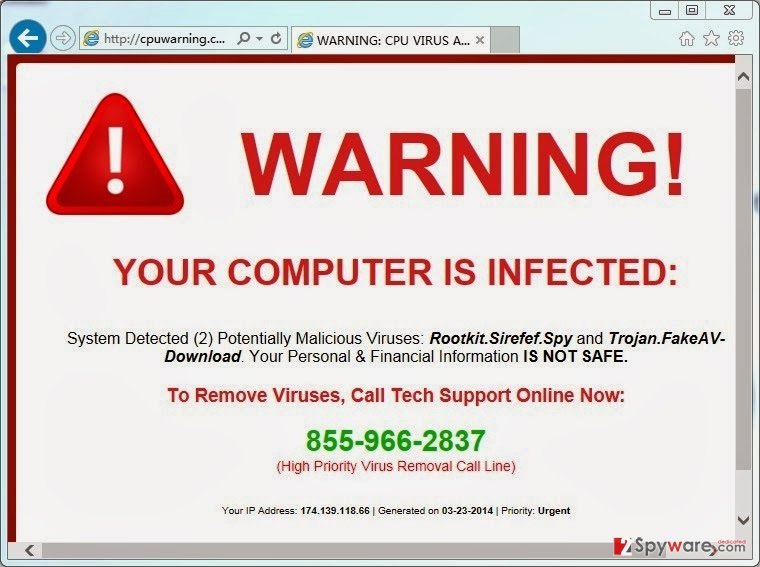CpuWarning.com pop-up virus snapshot CpuWarning.com pop-up virus snapshot