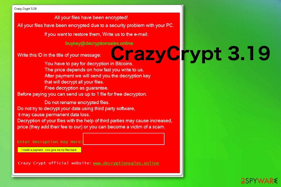 CrazyCrypt 3.19 ransomware
