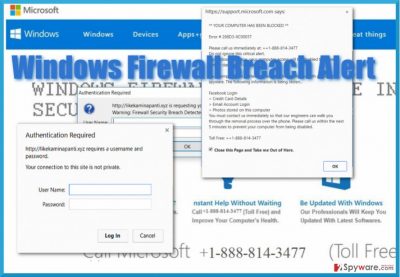 The screenshot of  "Windows Firewall Blocked The Internet" virus