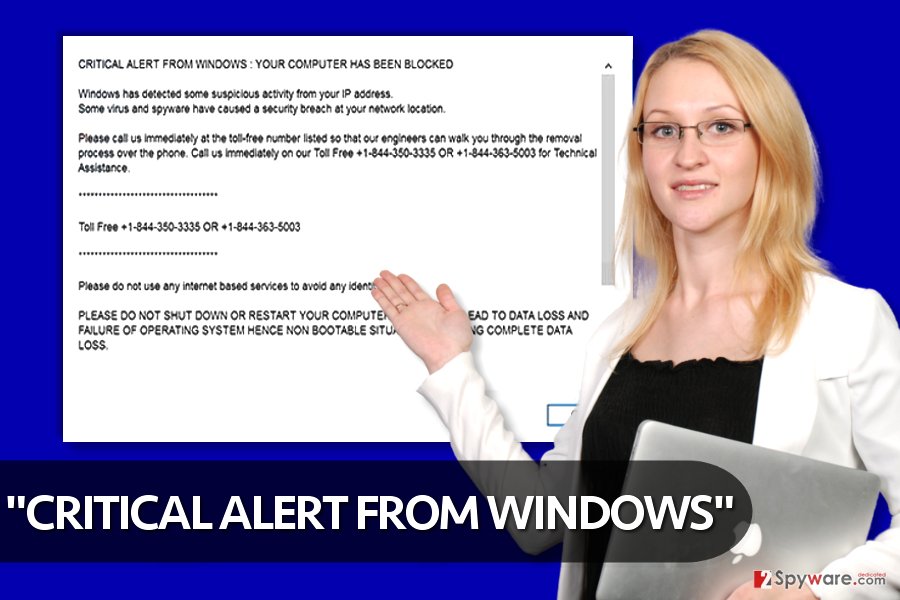 "CRITICAL ALERT FROM WINDOWS" virus